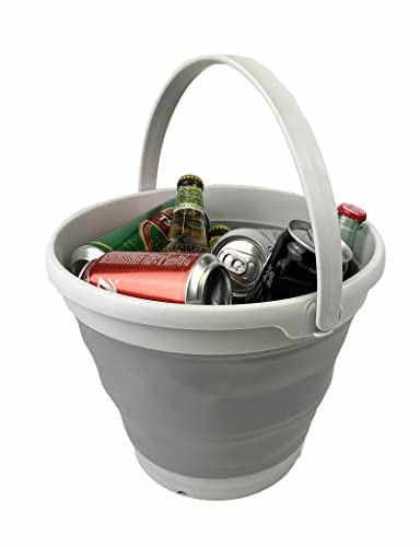 SAMMART 5.5L Collapsible Plastic Bucket with Lid - Foldable Round Tub with Lid - Portable Fishing Water Pail - Space Saving Outdoor Waterpot.