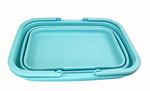 SAMMART 9.2L Collapsible Tub with Handle - Portable Outdoor Picnic Basket/Crater - Foldable Shopping Bag - Space Saving Storage Container… (Jade)