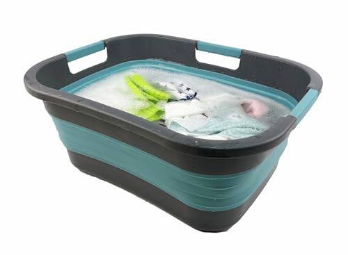SAMMART 30L Collapsible Plastic Laundry Basket - Foldable Pop Up Storage Container/Organizer - Portable Washing Tub - Space Saving