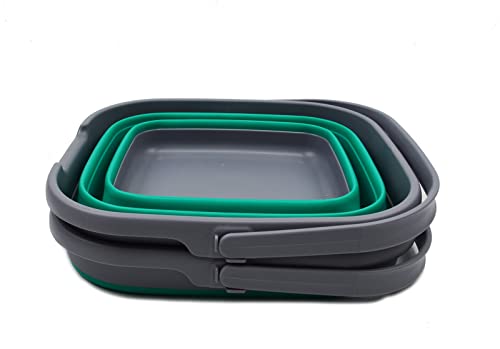 SAMMART 10L Set of 2 Collapsible Plastic Rectangular Handy Basket/Bucket