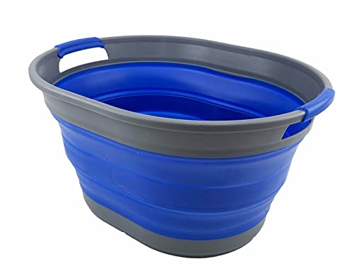 SAMMART 23L (6 Gallons) Collapsible Plastic Laundry Basket - Oval Tub/Basket - Foldable Storage Container/Organizer - Portable Washing Tub - Space Saving Laundry Hamper