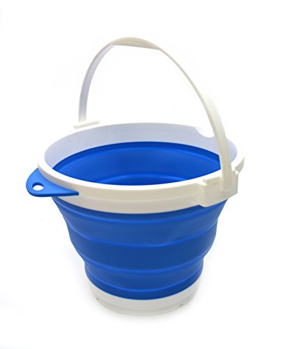 SAMMART 10L Collapsible Fishing Bucket with Locking Lid - Foldable Round Tub - Portable Plastic Water Pail - Collapsible Car Trunk Organizer for All Types of Vehicles