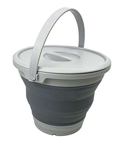 SAMMART 5.5L Collapsible Plastic Bucket with Lid - Foldable Round Tub with Lid - Portable Fishing Water Pail - Space Saving Outdoor Waterpot.