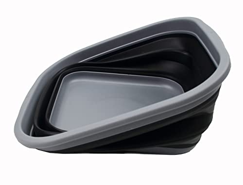 SAMMART 5.5L Collapsible Tub - Foldable Dish Tub - Portable Washing Basin - Space Saving Plastic Washtub (Dark Grey/Black)