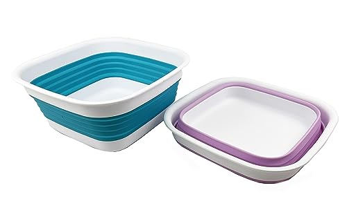 SAMMART 8L Collapsible Tub - Foldable Dish Tub - Portable Washing Basin - Space Saving Plastic Washtub