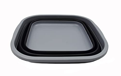 SAMMART 5.5L Collapsible Tub - Foldable Dish Tub - Portable Washing Basin - Space Saving Plastic Washtub (Dark Grey/Black)
