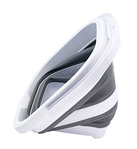 SAMMART 2 pcs. Camping Set : Collapsible Bucket + Portable Dishpan with Draining Plug