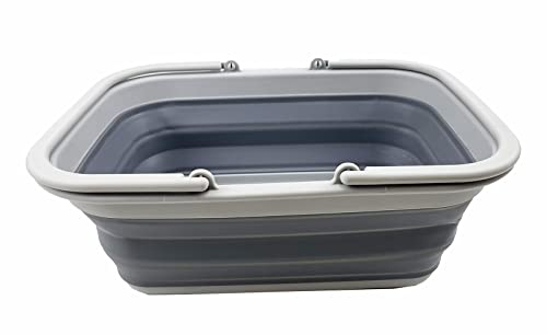 SAMMART 9.2L Collapsible Tub with Handle - Portable Outdoor Picnic Basket/Crater - Foldable Shopping Bag - Space Saving Storage Container