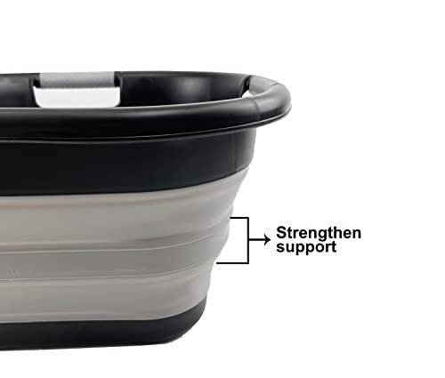 SAMMART 30L Collapsible Plastic Laundry Basket - Foldable Pop Up Storage Container/Organizer - Portable Washing Tub - Space Saving Hamper/Basket