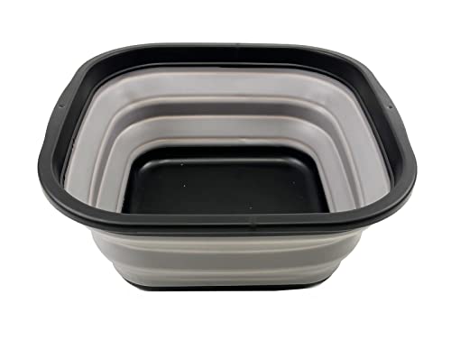SAMMART 5.5L Collapsible Tub - Foldable Dish Tub - Portable Washing Basin - Space Saving Plastic Washtub (Black/Alloy Grey)
