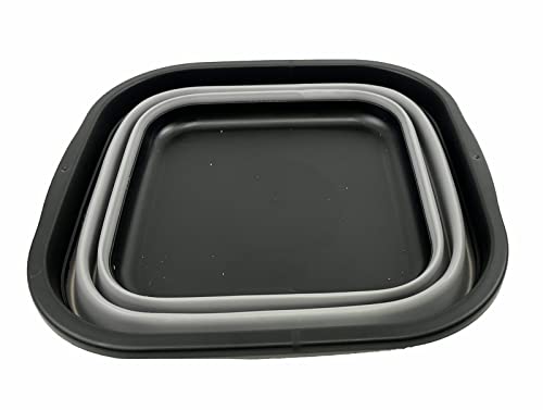 SAMMART 5.5L Collapsible Tub - Foldable Dish Tub - Portable Washing Basin - Space Saving Plastic Washtub (Black/Alloy Grey)