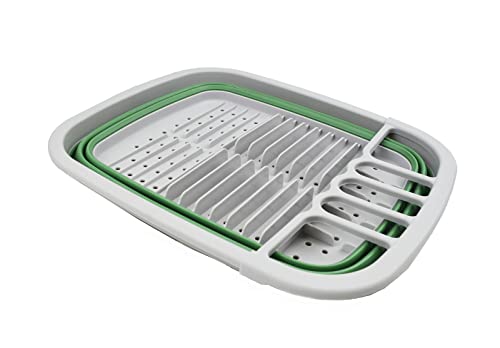 SAMMART 8L Collapsible Plastic Dish Drainer - Foldable Drying Rack - Portable Dinnerware Organizer - Space Saving