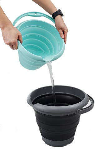 SAMMART 5L Collapsible Plastic Bucket - Foldable Round Tub - Portable Fishing Water Pail - Space Saving Outdoor Waterpot, size 27cm dia
