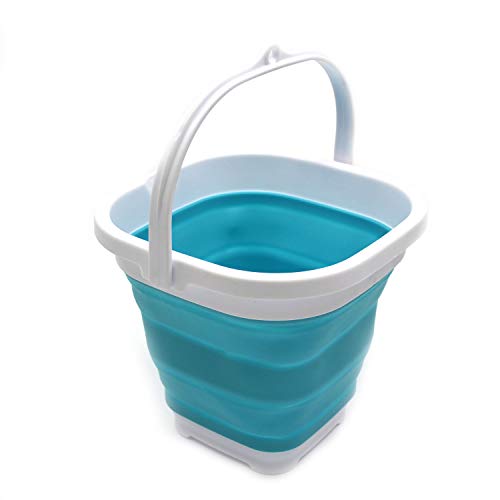 SAMMART Set of 2-2.6L Super Mini Sqare Collapsible Plastic Bucket - Foldable Square Tub - Portable Fishing Water Pail - Space Saving Outdoor Waterpot
