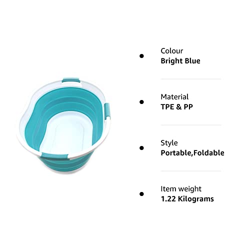 SAMMART 36L Collapsible 3 Handled Plastic Laundry Basket-Foldable Pop Up Storage Container Portable Washing Tub-Space Saving Basket/Water Capacity 27L