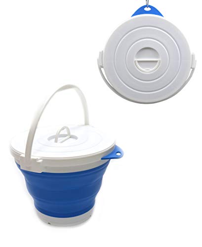 SAMMART 10L Collapsible Fishing Bucket with Locking Lid - Foldable Round Tub - Portable Plastic Water Pail - Collapsible Car Trunk Organizer for All Types of Vehicles
