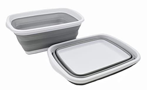 SAMMART 10L Collapsible Tub - Foldable Dish Tub - Portable Washing Basin - Space Saving Plastic Washtub