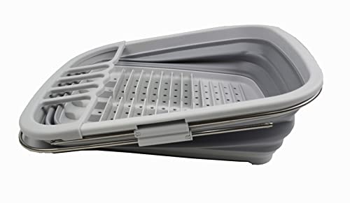 SAMMART 8L Expandable & Collapsible Plastic Dish Drainer - Foldable Drying Rack - Portable Dinnerware Organizer - Space Saving Kitchen Storage Tray