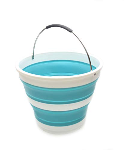 SAMMART Collapsible Plastic Bucket - Foldable Round Tub - Portable Fishing Water Pail - Space Saving Outdoor Waterpot, size 31cm dia