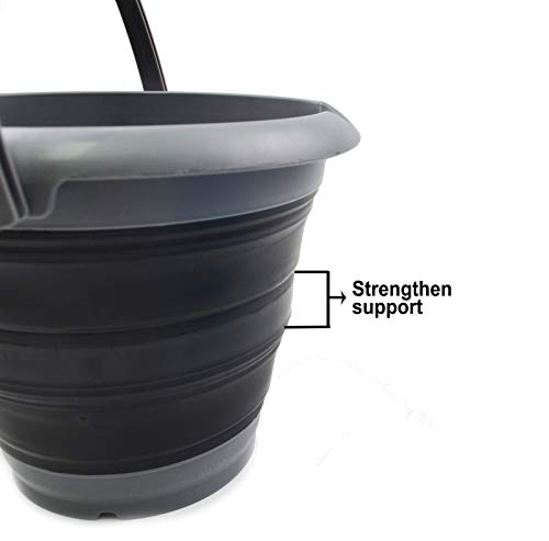 SAMMART 5L Collapsible Plastic Bucket - Foldable Round Tub - Portable Fishing Water Pail - Space Saving Outdoor Waterpot, size 27cm dia