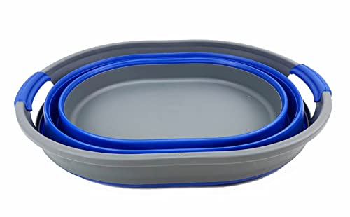SAMMART 23L (6 Gallons) Collapsible Plastic Laundry Basket - Oval Tub/Basket - Foldable Storage Container/Organizer - Portable Washing Tub - Space Saving Laundry Hamper