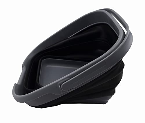 SAMMART 10L Collapsible Rectangular Handy Basket/Bucket (Bluish-Green + Black)