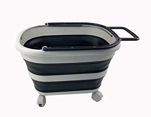 SAMMART 17L Collapsible Plastic Laundry Basket with Handle & Wheels-Foldable Pop Up Storage Container/Organizer with wheels-Portable Washing Tub-Space Saving