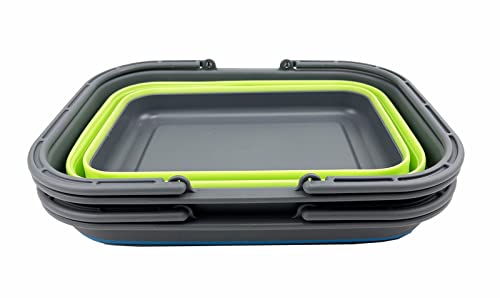New SAMMART 12L Collapsible Tub with Handle - Portable Outdoor Picnic Basket/Crater - Foldable Shopping Bag - Space Saving Storage Container