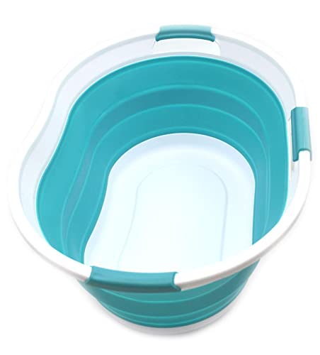 SAMMART 36L Collapsible 3 Handled Plastic Laundry Basket-Foldable Pop Up Storage Container Portable Washing Tub-Space Saving Basket/Water Capacity 27L