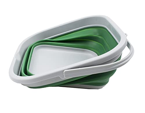 SAMMART 5.5L Collapsible Square Handy Bucket/Foldable SquareWater Pail/Portable Tub with Handle. (Grey/Dark Sea Green)