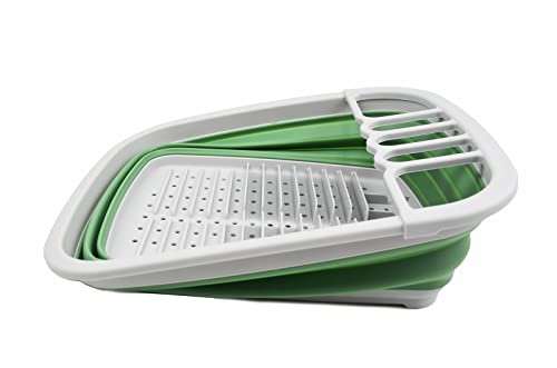 SAMMART 8L Collapsible Plastic Dish Drainer - Foldable Drying Rack - Portable Dinnerware Organizer - Space Saving