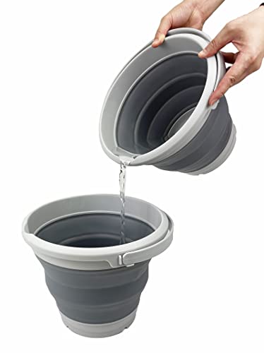 SAMMART 5.5L Collapsible Plastic Bucket with Lid - Foldable Round Tub with Lid - Portable Fishing Water Pail - Space Saving Outdoor Waterpot.