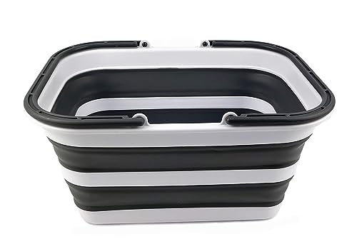 SAMMART - 12L Collapsible Tub with Handle - Portable Outdoor Picnic Basket/Crater - Foldable Shopping Bag - Space Saving Storage Container