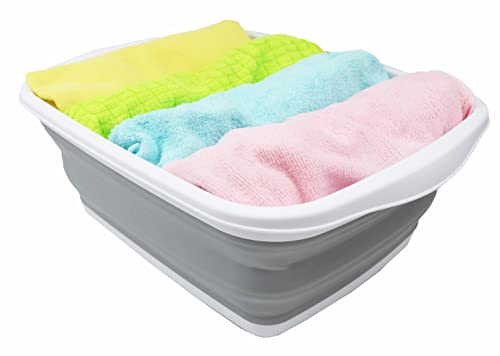 SAMMART 10L Collapsible Tub - Foldable Dish Tub - Portable Washing Basin - Space Saving Plastic Washtub