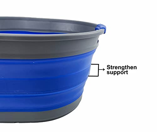 SAMMART 23L (6 Gallons) Collapsible Plastic Laundry Basket - Oval Tub/Basket - Foldable Storage Container/Organizer - Portable Washing Tub - Space Saving Laundry Hamper