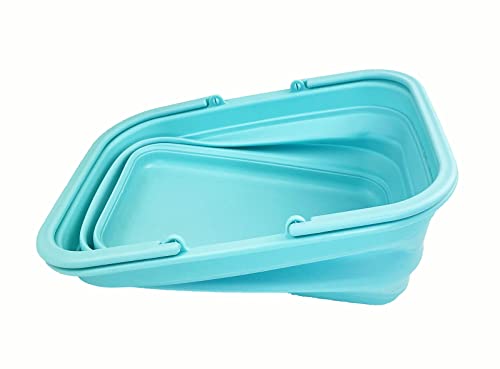 SAMMART 9.2L Collapsible Tub with Handle - Portable Outdoor Picnic Basket/Crater - Foldable Shopping Bag - Space Saving Storage Container… (Jade)