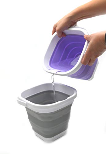 SAMMART Set of 2-2.6L Super Mini Sqare Collapsible Plastic Bucket - Foldable Square Tub - Portable Fishing Water Pail - Space Saving Outdoor Waterpot