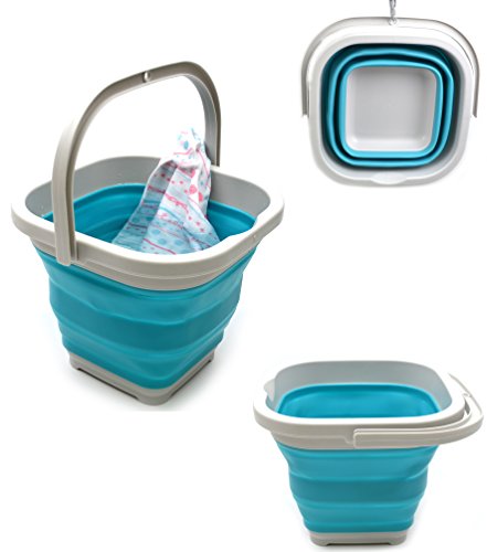 SAMMART 5L Square Collapsible Plastic Bucket - Foldable Square Tub - Portable Fishing Water Pail - Space Saving Outdoor Waterpot