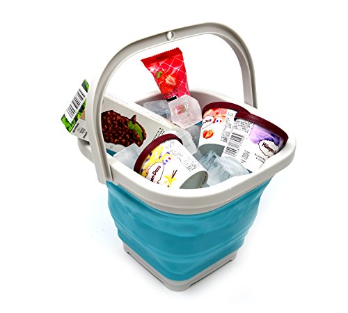 SAMMART 5L Square Collapsible Plastic Bucket - Foldable Square Tub - Portable Fishing Water Pail - Space Saving Outdoor Waterpot