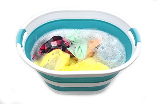 SAMMART Set of 2 Collapsible Plastic Laundry Basket - Oval Tub/Basket - Foldable Storage Container/Organizer - Portable Washing Tub - Space Saving Laundry Hamper