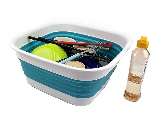 SAMMART 8L Collapsible Tub - Foldable Dish Tub - Portable Washing Basin - Space Saving Plastic Washtub