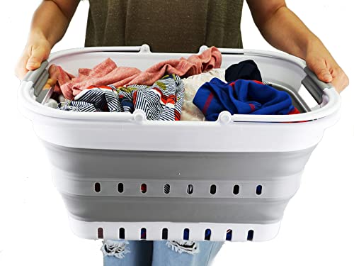 SAMMART 29L Collapsible Tub with Handle - Portable Outdoor Picnic Basket/Crater - Foldable Shopping Bag - Space Saving Storage Container