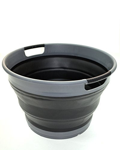SAMMART 12L Collapsible Round Tub - Foldable Storage Container/Organizer - Portable Washing Bin - Space Saving Laundry Hamper/Basket - Collapsible Washing-up Bucket