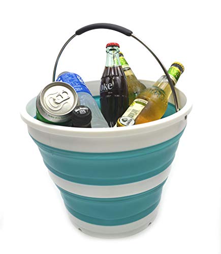 SAMMART Collapsible Plastic Bucket - Foldable Round Tub - Portable Fishing Water Pail - Space Saving Outdoor Waterpot, size 31cm dia