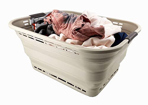 SAMMART 42L Collapsible Plastic Laundry Basket - Foldable Pop Up Storage Container/Organizer - Portable Washing Tub - Space Saving Hamper/Basket