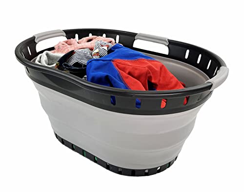 SAMMART 25L Collapsible Plastic Laundry Basket - Foldable Pop Up Storage Container/Organizer - Portable Washing Tub - Space Saving Hamper/Basket