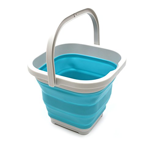 SAMMART 5L Square Collapsible Plastic Bucket - Foldable Square Tub - Portable Fishing Water Pail - Space Saving Outdoor Waterpot