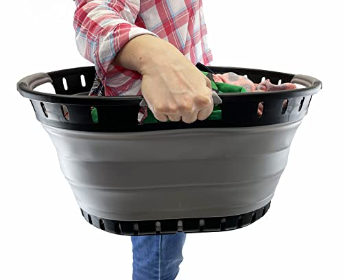 SAMMART 25L Collapsible Plastic Laundry Basket - Foldable Pop Up Storage Container/Organizer - Portable Washing Tub - Space Saving Hamper/Basket