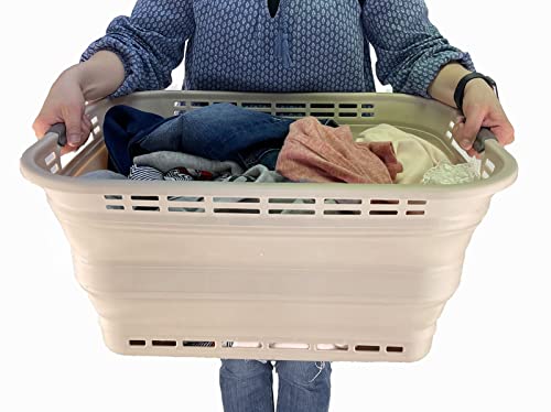 SAMMART 42L Collapsible Plastic Laundry Basket - Foldable Pop Up Storage Container/Organizer - Portable Washing Tub - Space Saving Hamper/Basket