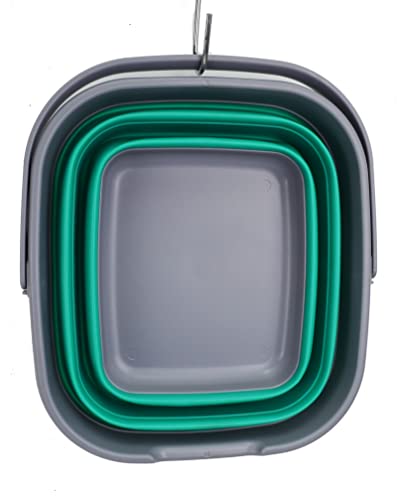 SAMMART 10L Set of 2 Collapsible Plastic Rectangular Handy Basket/Bucket